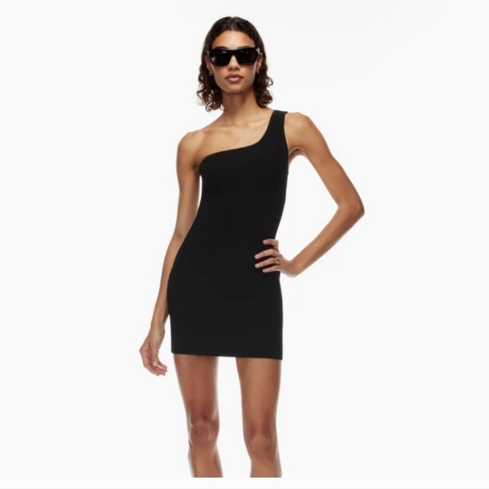 Artizia Babaton, Sculpt Knit Ribbed One-Shoulder Dress, Size XS